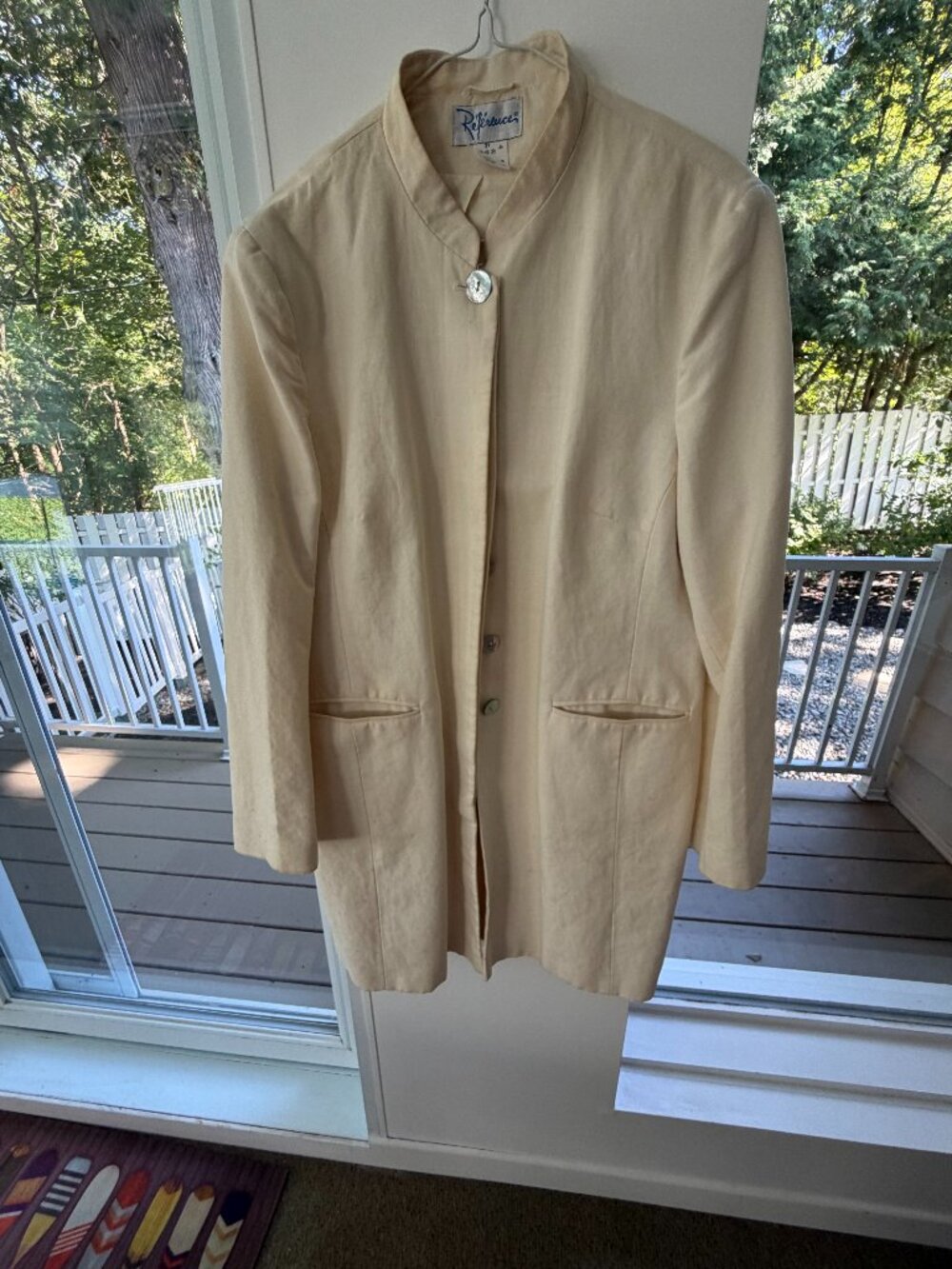 Veste longue lin et coton crème RÉFÉRENCE PARIS col officier Taille 44
